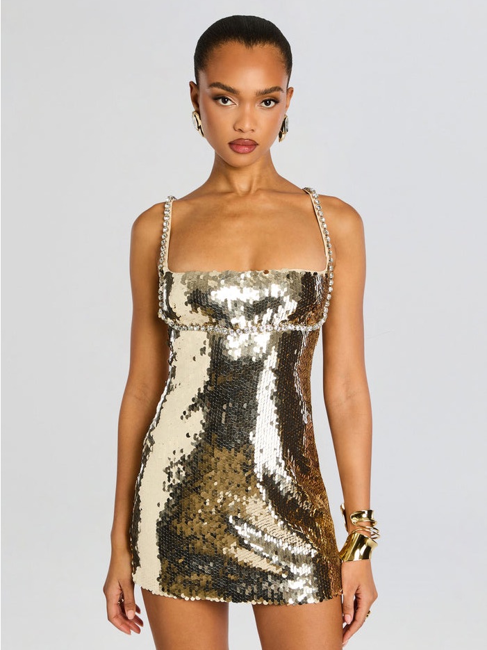 Retrofete Gold Sequin Mini Dress